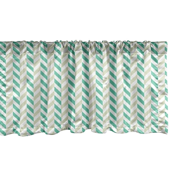 Ambesonne Chevron Window Valance, Herringbone Springtime, 54" X 18", Sea Green Eggshell White