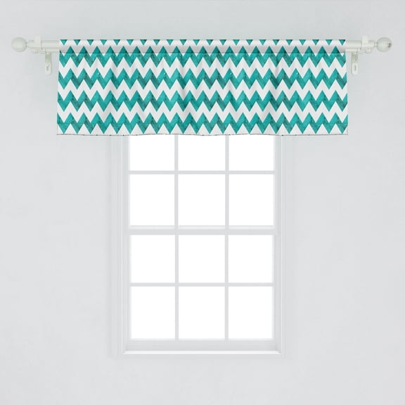 Ambesonne Chevron Window Valance, Modernistic Zigzag Pattern with Contemporary Ornaments in Grunge Design, Curtain Valance for Kitchen Bedroom Decor with Rod Pocket, 54" X 18", Pearl Teal