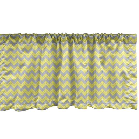Ambesonne Chevron Window Valance, Tribal, 54" X 18", Yellow Pale Grey