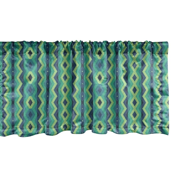 Ambesonne Chevron Window Valance, Vintage Geometrical, 54" X 18", Pale Green Sea Green