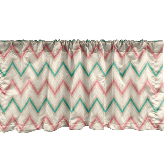 Ambesonne Chevron Window Valance, Vintage Insignia, 54" X 18", Pink Cream Green