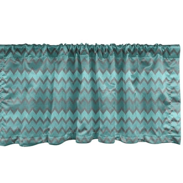 Ambesonne Chevron Window Valance, Zigzags in Shades of Blue, 54" X 18", Pale Blue Turquoise Teal