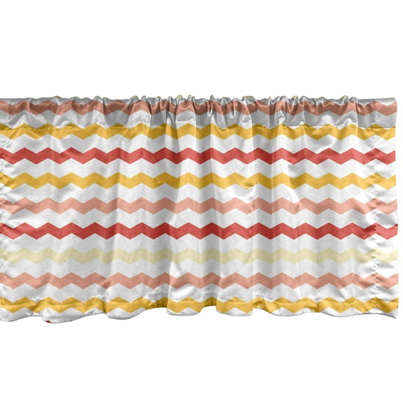 Ambesonne Chevron Window Valance, Zigzags on Plain Back Art, 42" x 12", White and Multicolor