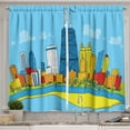 thumbnail image 1 of Ambesonne Chicago Skyline Kitchen Curtains, Cartoon City View, 55"x39", Multicolor, 1 of 3