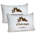 thumbnail image 1 of Ambesonne Chicago Skyline Pillow Sham 2 Pack, Urban Retro, 30"x20", Eggshell Chocolate, 1 of 3