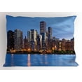 thumbnail image 1 of Ambesonne Chicago Skyline Pillow Sham, Big City Sunset, 26" X 20", Blue Orange Taupe, 1 of 2