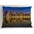 thumbnail image 1 of Ambesonne Chicago Skyline Pillow Sham, Evening View, 26" X 20", Sepia Mauve Yellow, 1 of 2