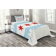 thumbnail image 1 of Ambesonne Chicago Skyline Quilted Bedspread Set 2 Pcs, Buildings Flag, Twin Size, Pale Blue White Red, 1 of 3