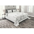 thumbnail image 1 of Ambesonne Chicago Skyline Quilted Bedspread Set 3 Pcs, Downtown Sketch, Queen Size, Black White, 1 of 3