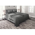 thumbnail image 1 of Ambesonne Chicago Skyline Quilted Bedspread Set 3 Pcs, Harbor Coastal Town, King Size, Black and White, 1 of 3