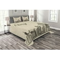 thumbnail image 1 of Ambesonne Chicago Skyline Quilted Bedspread Set 3 Pcs, Vintage Urban, Queen Size, Beige Dark Brown, 1 of 3