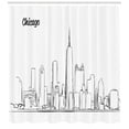 thumbnail image 1 of Ambesonne Chicago Skyline Shower Curtain, Downtown Sketch, 69"Wx84"L, Black White, 1 of 3