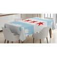 thumbnail image 1 of Ambesonne Chicago Skyline Tablecloth Rectangular Table Cover, Buildings Flag, 52"x70", Pale Blue White Red, 1 of 3