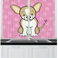 thumbnail image 1 of Ambesonne Chihuahua Kitchen Curtains, Cartoon Dog and Paw Print, 55"x45", Camel Pale Pink, 1 of 1