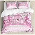 thumbnail image 1 of Ambesonne Childhood Theme Heart Shaped Princess Crown on Radial Backdrop Girls Room Duvet Cover Set, 1 of 3