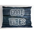 thumbnail image 1 of Ambesonne Chill Pillow Sham, Words on Wood Planks, 36" X 20", Dark Blue White, 1 of 2