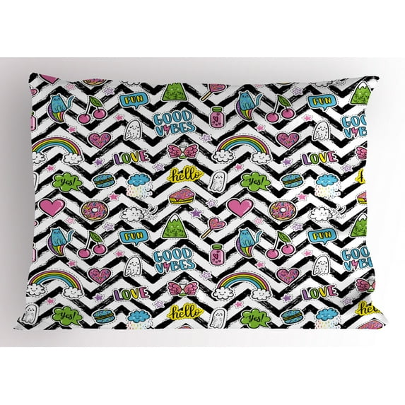 Ambesonne Chill Pillow Sham, Zigzag Colorful, 26" X 20", Multicolor
