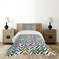 thumbnail image 1 of Ambesonne Chill Quilted Bedspread Set 2 Pcs, Zigzag Colorful, Twin Size, Multicolor, 1 of 6