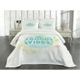 thumbnail image 1 of Ambesonne Chill Quilted Bedspread Set 3 Pcs, Ocean Summer Beach, Queen Size, Turquoise Yellow Pink, 1 of 5