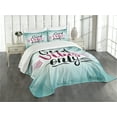 thumbnail image 1 of Ambesonne Chill Quilted Bedspread Set 3 Pcs, Retro Style Sunburst, Queen Size, Teal Black Magenta, 1 of 5
