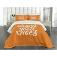 thumbnail image 1 of Ambesonne Chill Quilted Bedspread Set 3 Pcs, Vibes Positive, King Size, Orange White, 1 of 5