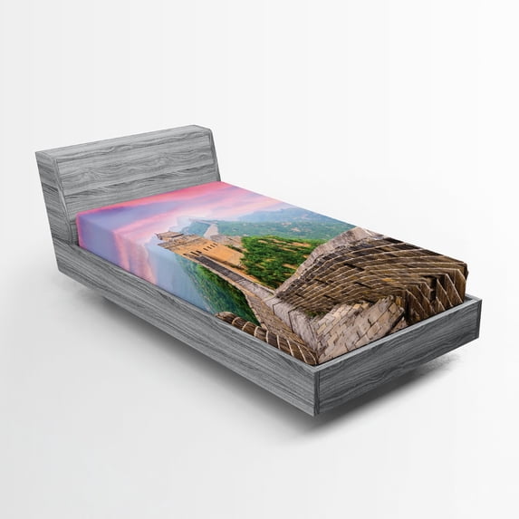 Ambesonne China Fitted Sheet, Fantasy Sky, Twin Size, Multicolor
