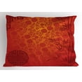 thumbnail image 1 of Ambesonne Chinese Pillow Sham, Traditional Nature Art, 36" X 20", Pale Orange Burgundy, 1 of 2