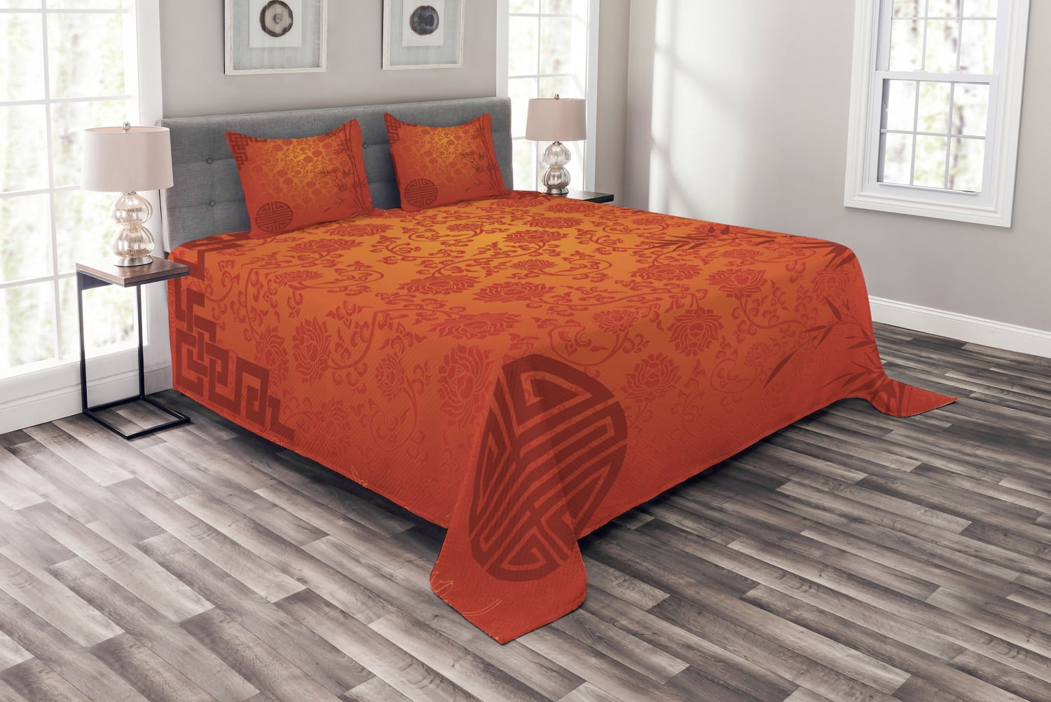 King White Quilted Bedspread Set with Pillow Shams