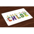thumbnail image 1 of Ambesonne Chloe Place Mats Set of 4, Cheerful Lettering Design, Standard Size, Multicolor, 1 of 4