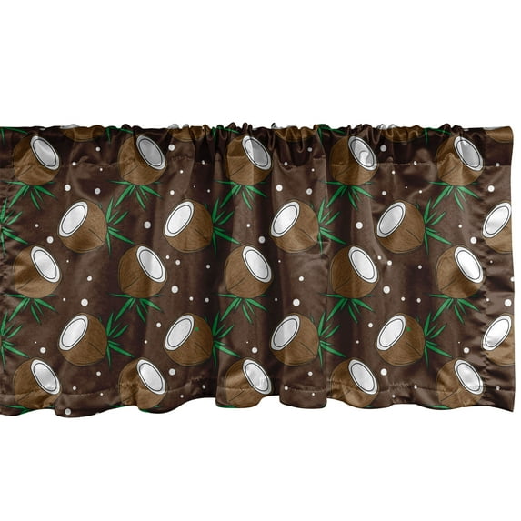 Ambesonne Chocolate Brown Valance Pack of 2, Halved Coconut Dots, 42"X18", Chocolate Umber