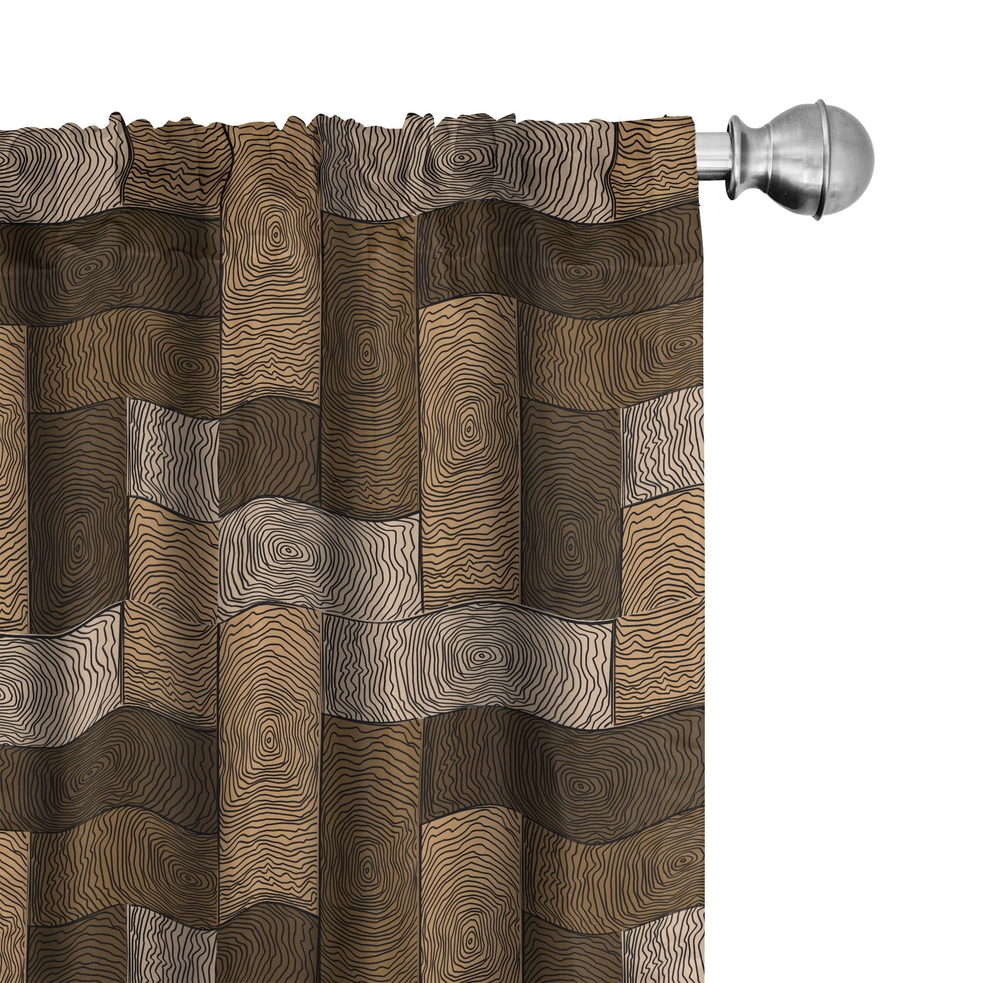 Ambesonne Chocolate Curtains, Wooden Parquet Motif, Pair of 28"x84", Beige Pale Brown