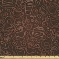 thumbnail image 1 of Ambesonne Chocolate Fabric by the Yard Upholstery, Coffee Time Doodle Art, 1 Yard, Dark Brown Cinnamon, 1 of 4