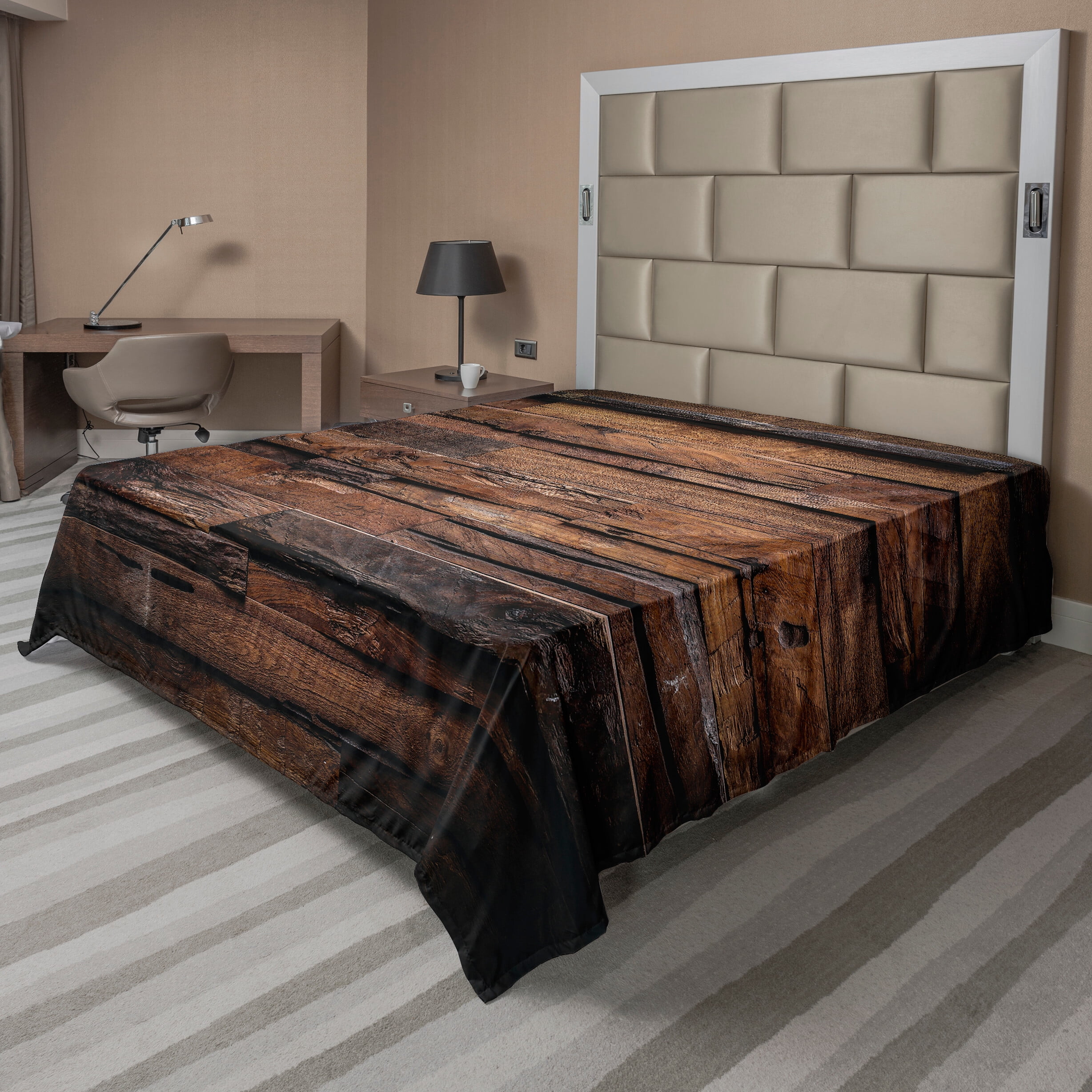 Ambesonne Chocolate Flat Sheet Rough Dark Timber Print Queen Size Ambesonne Chocolate Flat Sheet Rough Dark Timber Print Queen Size