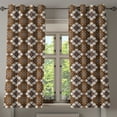 thumbnail image 1 of Ambesonne Chocolate Grommet Curtain, Batik Floral Pattern, 50" x 54", Dark Brown White Brown, 1 of 6