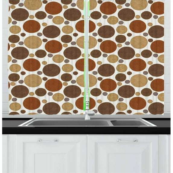 Ambesonne Chocolate Kitchen Curtains, Vintage Lines Abstract, 55"x39", Multicolor