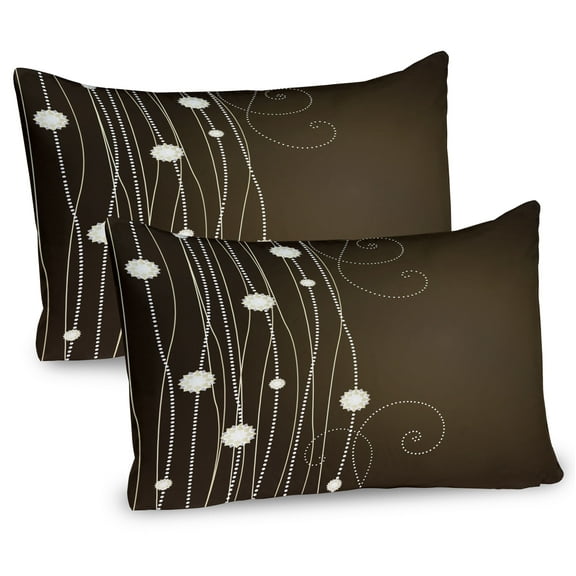 Ambesonne Chocolate Pillow Sham 2 Pack, Dotted Lines Vintage, 30"x20", Beige Brown