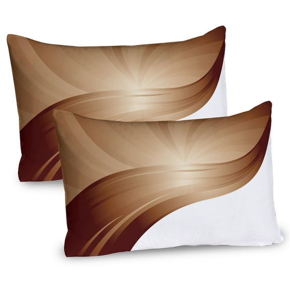 Ambesonne Chocolate Pillow Sham 2 Pack, Spiraling Stripe, 30"x20", Pale Brown White