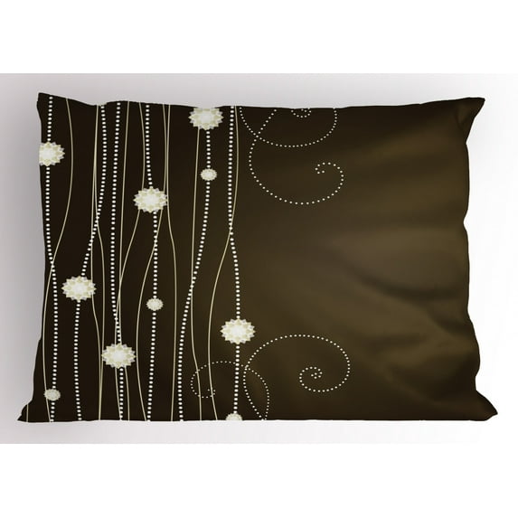 Ambesonne Chocolate Pillow Sham, Dotted Lines Vintage, 36" X 20", Beige Brown