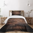 thumbnail image 1 of Ambesonne Chocolate Quilted Bedspread Set 2 Pcs, Rough Dark Timber, Twin Size, Brown Dark Brown, 1 of 3