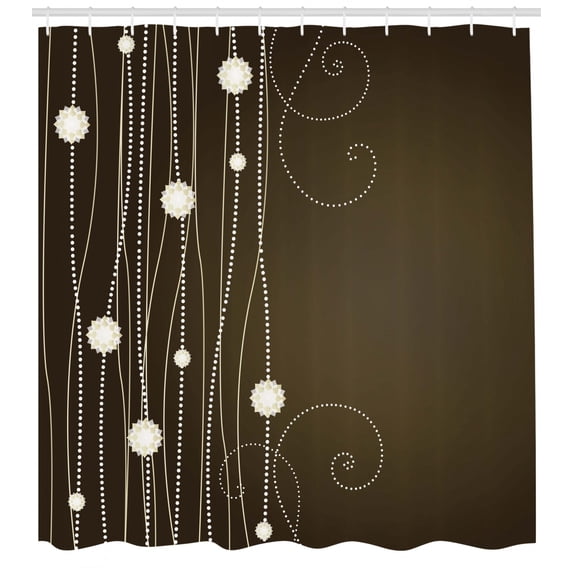 Ambesonne Chocolate Shower Curtain, Dotted Lines Vintage, 69"Wx70"L, Beige Brown