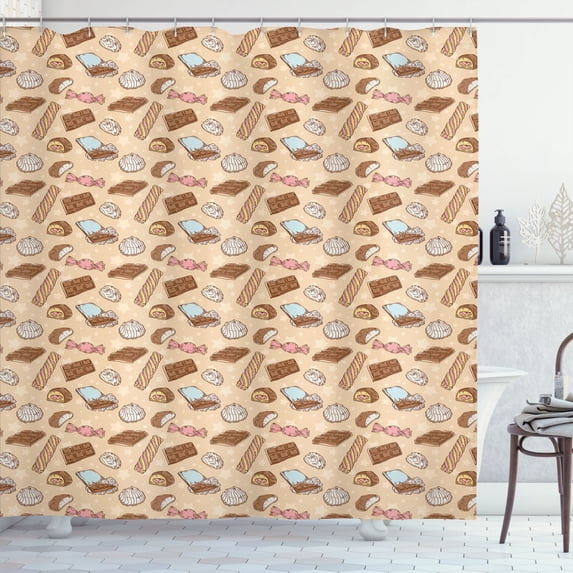 Ambesonne Chocolate Shower Curtain, Sweets Candy Bars Vintage, 69"Wx75"L, Multicolor