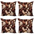 thumbnail image 1 of Ambesonne Chocolate Throw Pillow Cover 4 Pack, Candy Sweets Truffles, 20", Dark Brown Ivory, 1 of 7