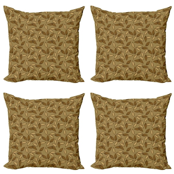 Ambesonne Chocolate Throw Pillow Cover 4 Pack, Cocoa Beans Tate Harvest, 18", Pale Caramel Sand Brown