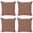 thumbnail image 1 of Ambesonne Chocolate Throw Pillow Cover 4 Pack, Retro Floral Petal Motif, 24", Brown White, 1 of 5