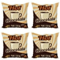 thumbnail image 1 of Ambesonne Chocolate Throw Pillow Cover 4 Pack, Retro Hot Beverage, 24", Multicolor, 1 of 7