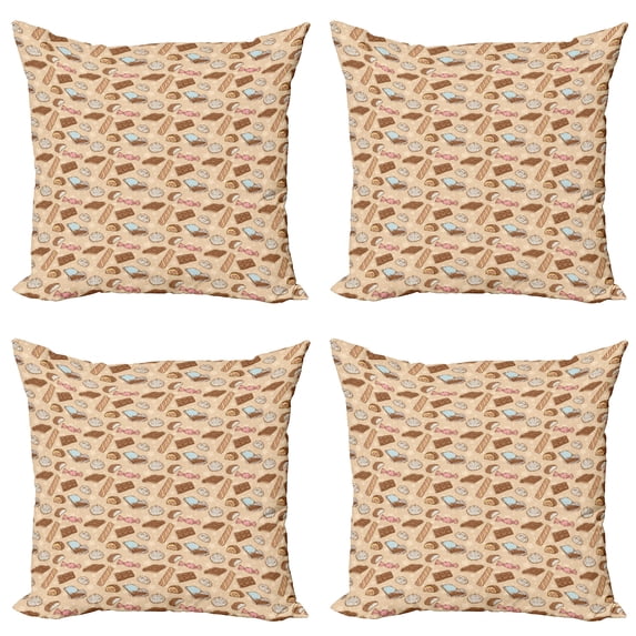 Ambesonne Chocolate Throw Pillow Cover 4 Pack, Sweets Candy Bars Vintage, 18", Multicolor