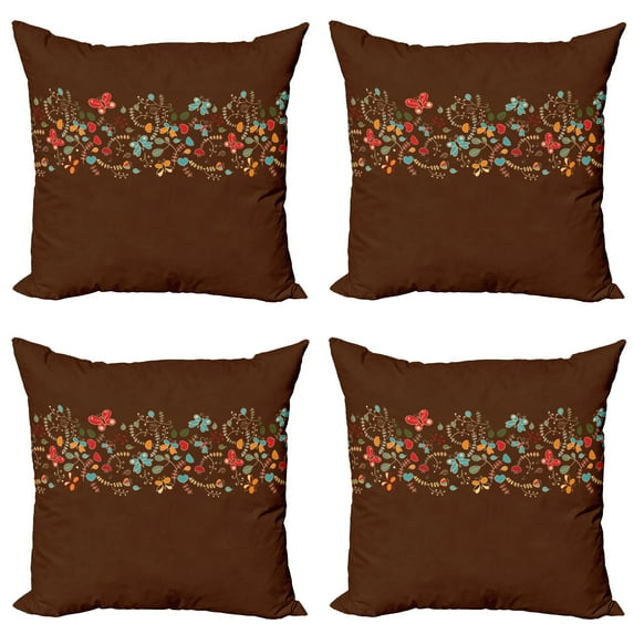 Ambesonne Chocolate Throw Pillow Cover 4 Pack, Valentines Day Design, 20", Multicolor