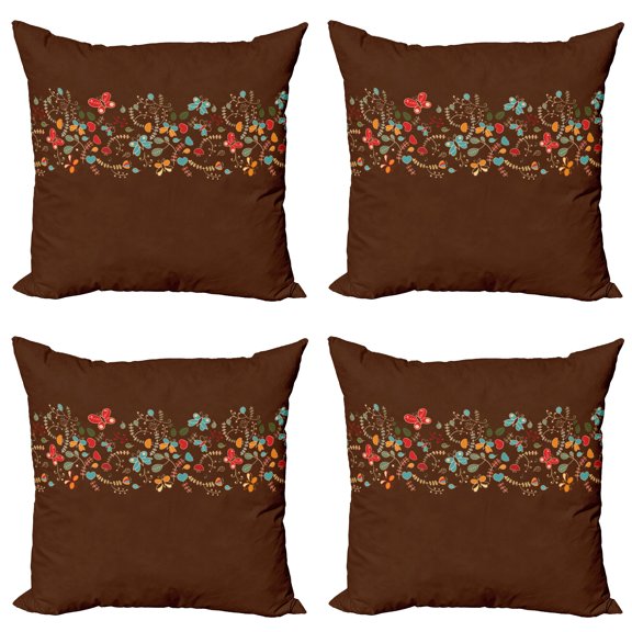 Ambesonne Chocolate Throw Pillow Cover 4 Pack, Valentines Day Design, 24", Multicolor