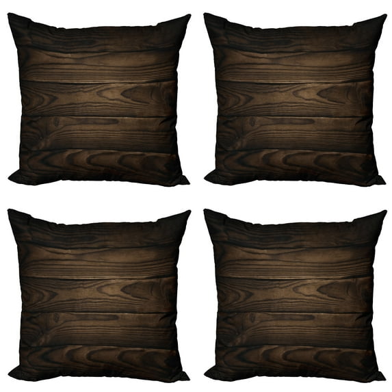 Ambesonne Chocolate Throw Pillow Cover 4 Pack, Vintage Hardwood, 20", Brown