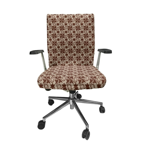 Ambesonne Chocolate Tones Office Chair Cover Stretchable High Back, Curly Branches Art, Tan Seal Brown